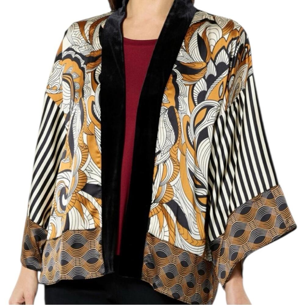 IMAN Global Chic Mixed Media Kimono Topper Women’s Size Large
